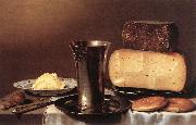 SCHOOTEN, Floris Gerritsz. van Still-life with Glass, Cheese, Butter and Cake A Sweden oil painting reproduction